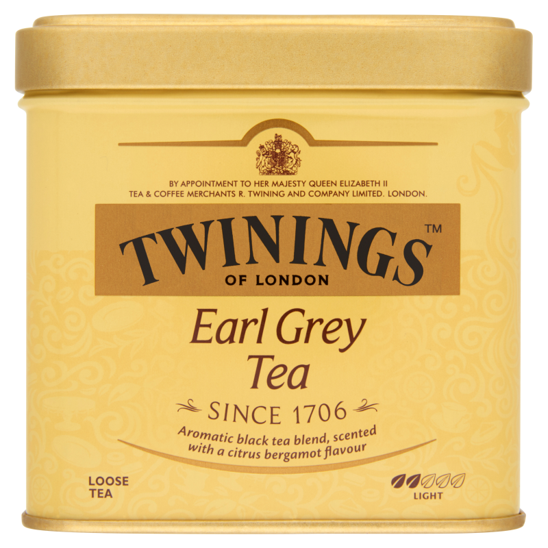 Twinings Earl Grey szálas fekete tea 100 g fémdobozban
