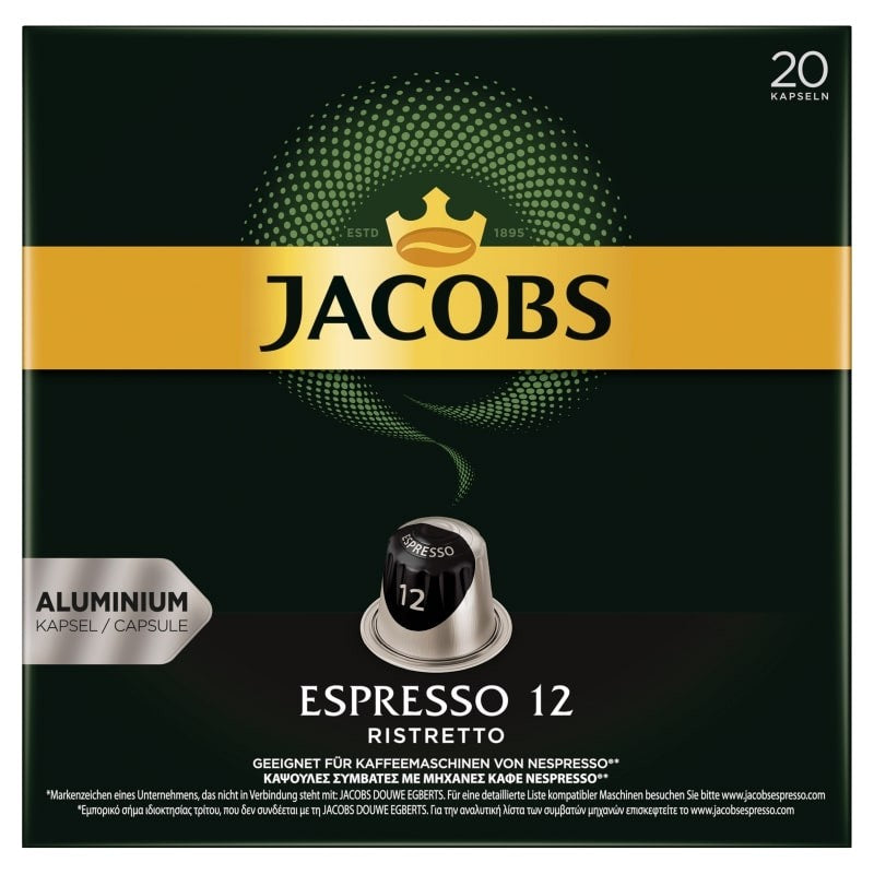 Jacobs Espresso 12 kávékapszula 20 db ristretto Nespresso ®kávégép kompatibilis termék