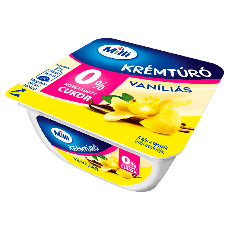 Milli krémtúró 90 g vaníliás 0% hozzáadott cukor