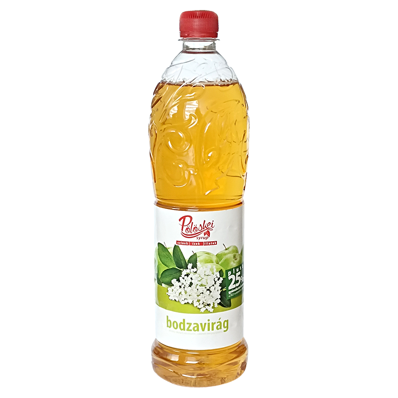 Pölöskei Syrup bodzavirág ízű szörp 1 l cukorral és édesítőszerrel