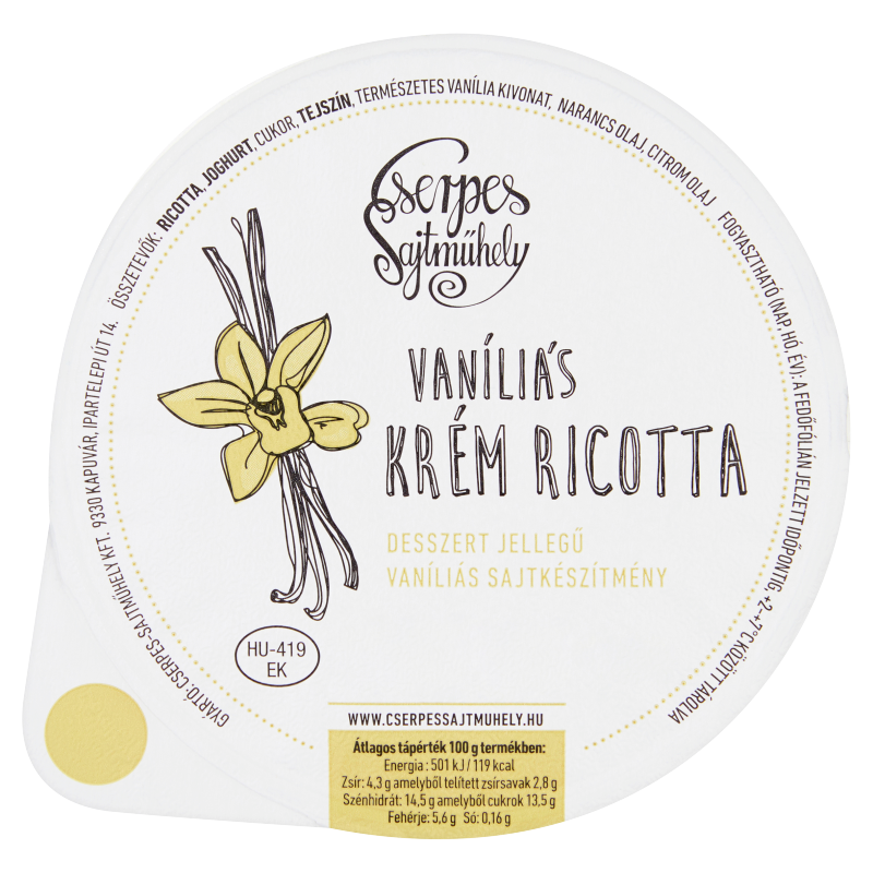Cserpes krém ricotta 100 g vaníliás