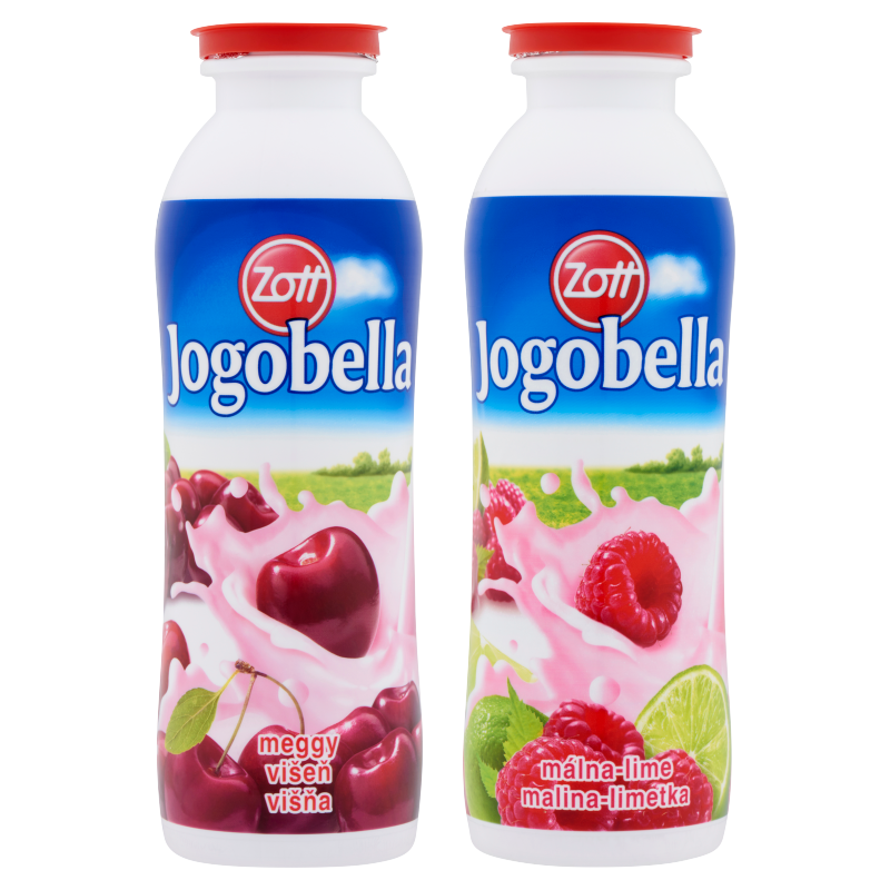 Zott Jogobella élőflórás joghurtital 250 g meggy, málna-lime