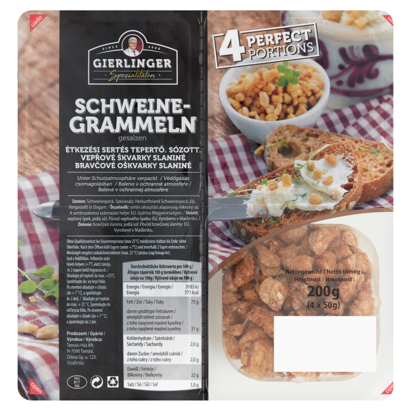 Gierlinger étkezési tepertő 200 g sózott