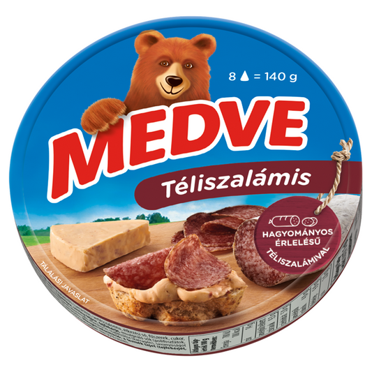 Medve félzsíros, ömlesztett sajt 140 g téliszalámis 8 cikkelyes