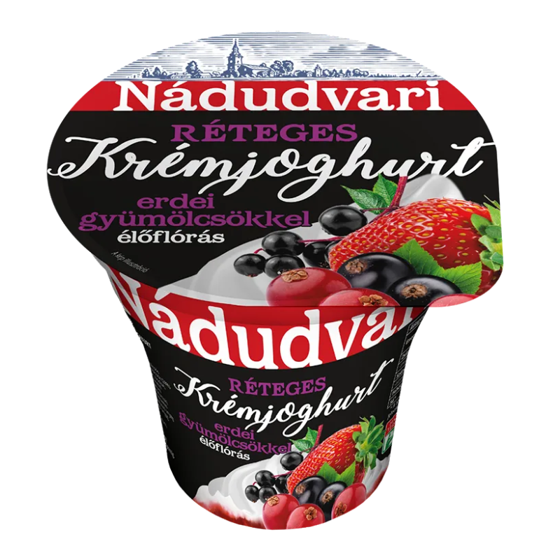 Nádudvari élőflórás réteges krémjoghurt 180 g erdei gyümölcsökkel