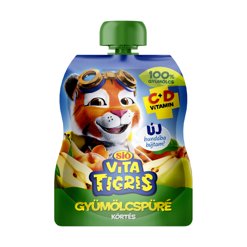 Sió Vitatigris alma alapú gyümölcspüré 100% 90 g körtés