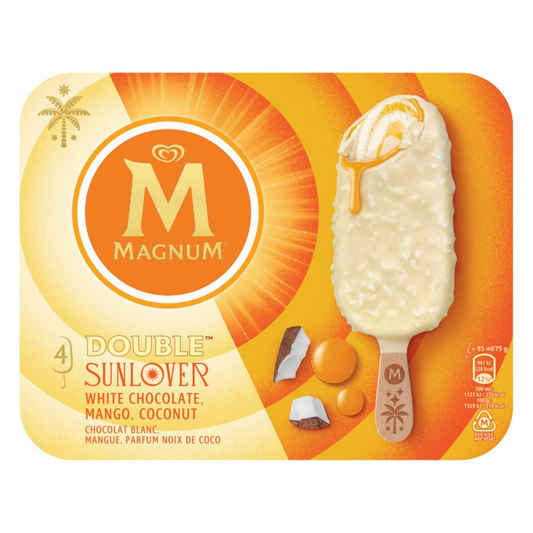 Magnum Double Sunlover pálcikás jégkrém 4x85 ml kókusszal és mangóval, fehércsokoládés