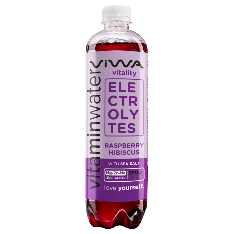 Viwa Zero Electrolytes szénsavmentes üdítőital vitaminokkal 0,6 l málna-hibiszkusz ízű